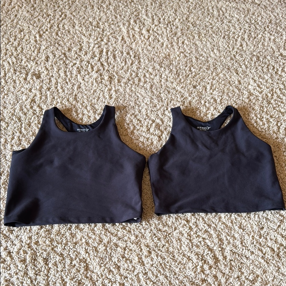 Old Navy Black Ribbed Knit Tank Tops
